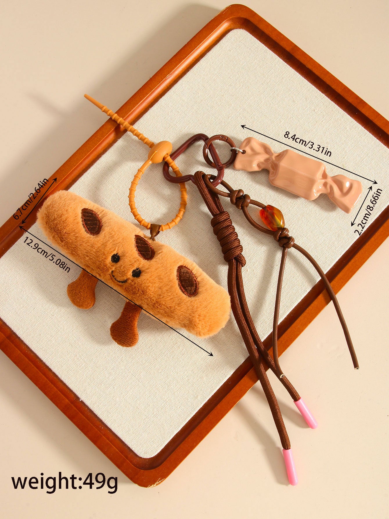 Baguette Croissant Bag Pendant Doll Keychain