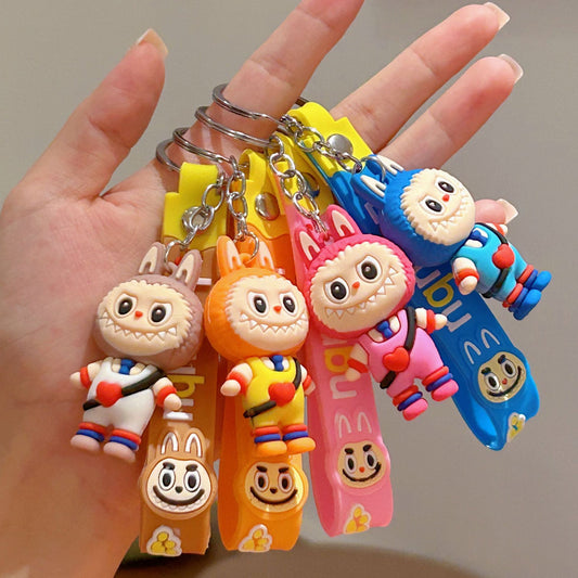 Heart-shaped Labubu Plush Keychain Plush Backpack Pendant Couple Pendant