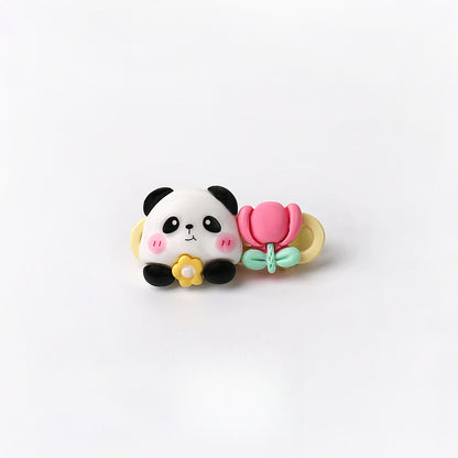 Cute Adorable Panda Flower Hair Clip Simple Bangs Clip Original Broken Hair Clip Cartoon Student Side Clip Hair Accessory