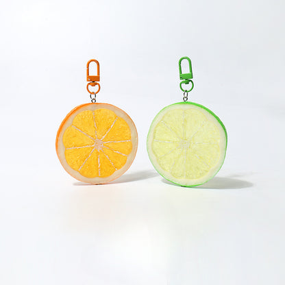 Fun Cartoon Realistic Fruit Lemon Slice Pendant Versatile Simple Creative Keychain Backpack Bag Accessory Hanging Ornament