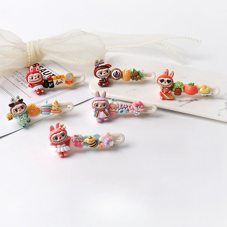 Cute Artistic Sports labubu Hair Clip Cartoon Bangs Clip Girl's Side Clip Hair Accessory