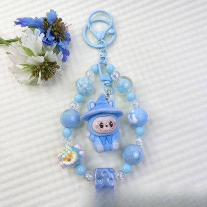 New Flocked Wizard Labubu Hot-Selling Cute Particle Phone Chain Keychain Bag Plush Pendant Accessories Wholesale