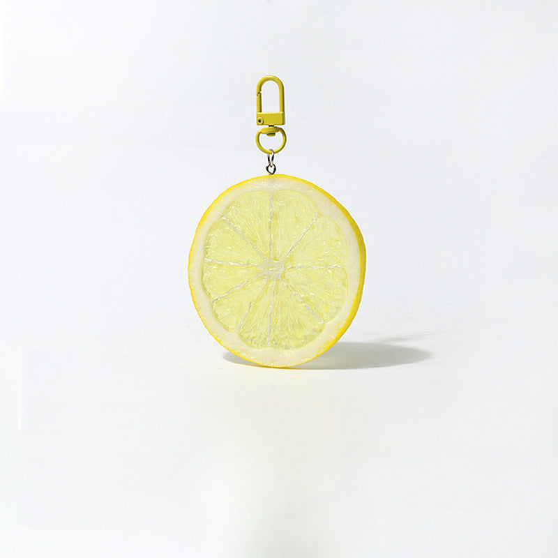 Fun Cartoon Realistic Fruit Lemon Slice Pendant Versatile Simple Creative Keychain Backpack Bag Accessory Hanging Ornament
