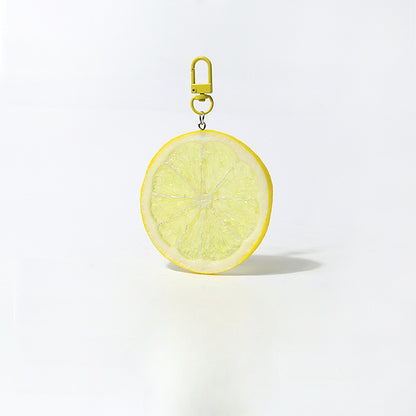 Fun Cartoon Realistic Fruit Lemon Slice Pendant Versatile Simple Creative Keychain Backpack Bag Accessory Hanging Ornament