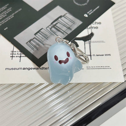 Creative Cute Glow-in-the-Dark Little Ghost Keychain Funny 3D Halloween Doll Backpack Pendant Ins Accessories
