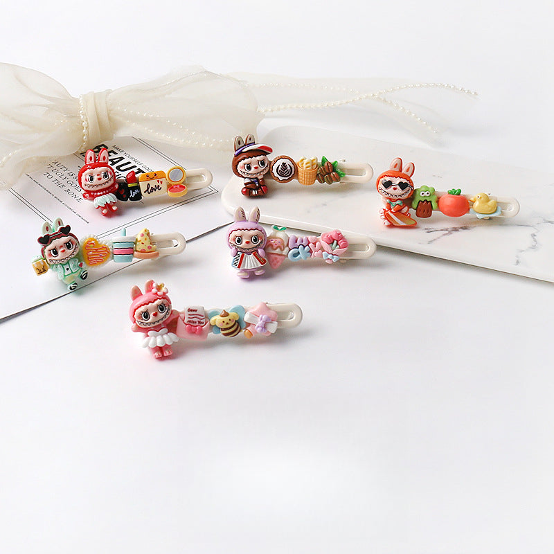 Cute Artistic Sports labubu Hair Clip Cartoon Bangs Clip Girl's Side Clip Hair Accessory
