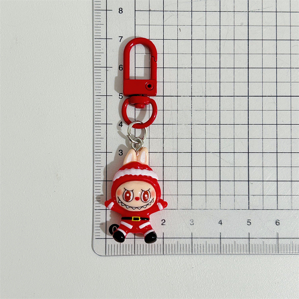 Christmas Labubu Keychain Cartoon Cute Girly Student Backpack Pendant Christmas Best Friend Gift Pendant
