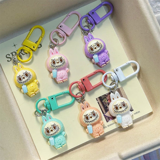Labubu Milk Tea Cup Labubu Keychain Cute Girly Heart Colorful Student Backpack Cartoon Plush Pendant