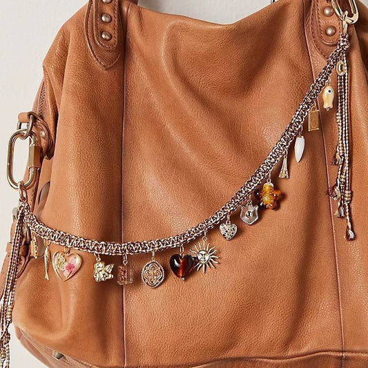 Cross-Border Hot Sale Personality Trendy Devil's Eye Metal Geometric Heart Pendant Woven Bag Chain Bag Pendant