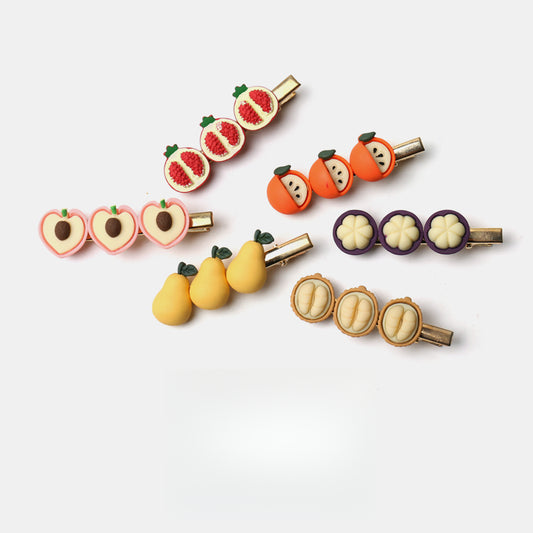 Japanese and Korean Creative Handmade Fun Cartoon Fruit Hair Clips Half-Cut Realistic Sweet Cute Side Hairpins Hair Accessories
