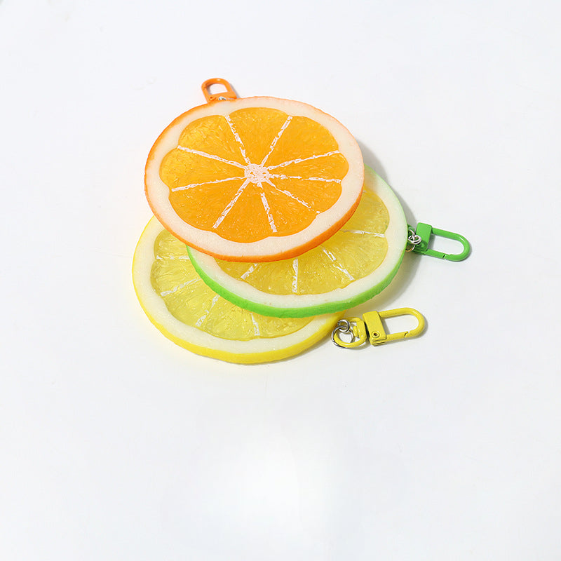 Fun Cartoon Realistic Fruit Lemon Slice Pendant Versatile Simple Creative Keychain Backpack Bag Accessory Hanging Ornament