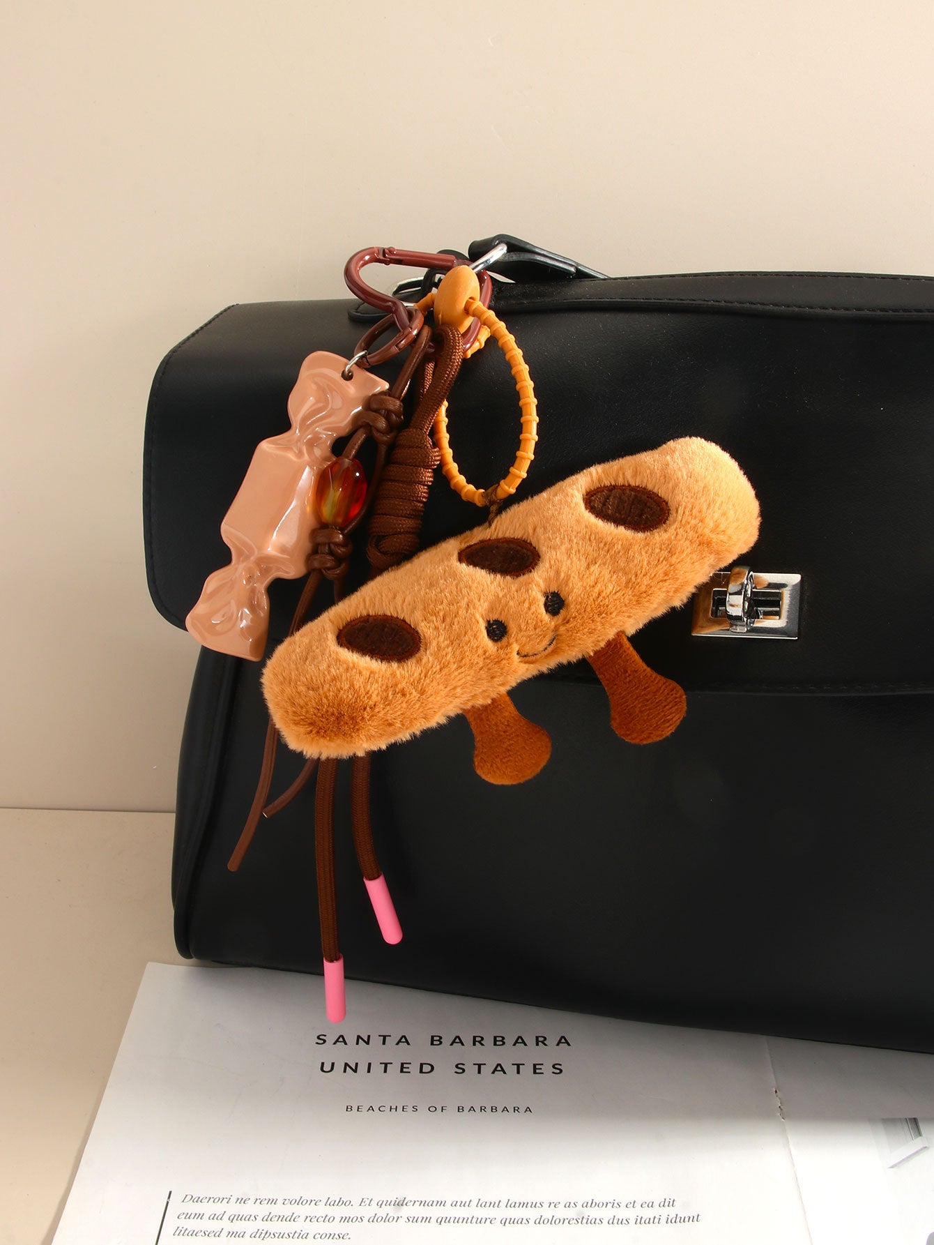 Baguette Croissant Bag Pendant Doll Keychain