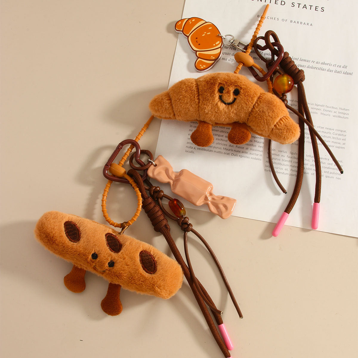 Baguette Croissant Bag Pendant Doll Keychain