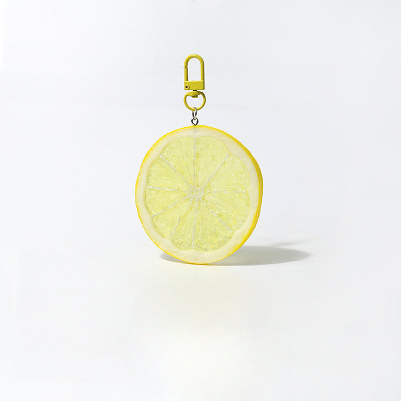 Fun Cartoon Realistic Fruit Lemon Slice Pendant Versatile Simple Creative Keychain Backpack Bag Accessory Hanging Ornament