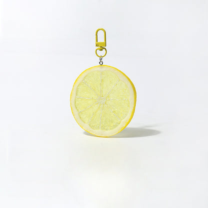 Fun Cartoon Realistic Fruit Lemon Slice Pendant Versatile Simple Creative Keychain Backpack Bag Accessory Hanging Ornament