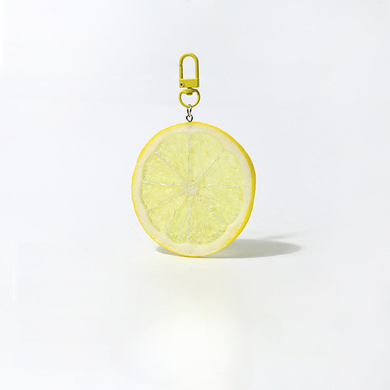 Fun Cartoon Realistic Fruit Lemon Slice Pendant Versatile Simple Creative Keychain Backpack Bag Accessory Hanging Ornament