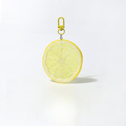 Fun Cartoon Realistic Fruit Lemon Slice Pendant Versatile Simple Creative Keychain Backpack Bag Accessory Hanging Ornament