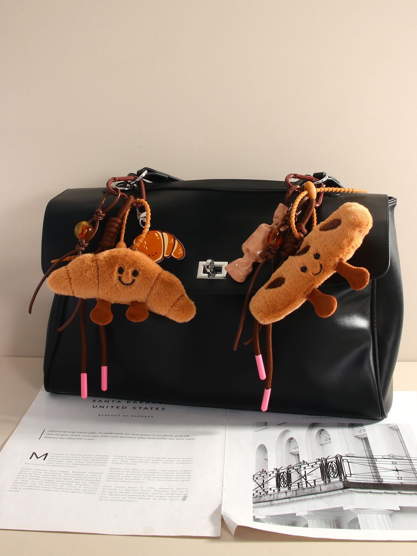 Baguette Croissant Bag Pendant Doll Keychain